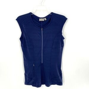 Athleta Women's‎ Sleeveless Full Zip Top Athletic Casual Shirt Blue Small